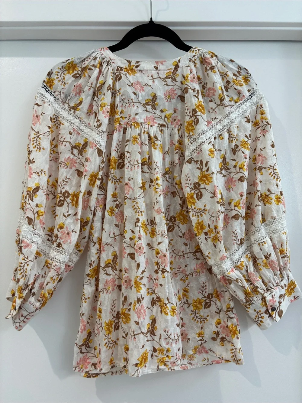 Anthropologie Harmony Floral Lace Peasant Blouse